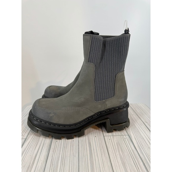 Dr.Martens Corran Chelsea Waxy Boots Grey Suede Heeled Platform Lug Sole Wmns 10 - Picture 10 of 12